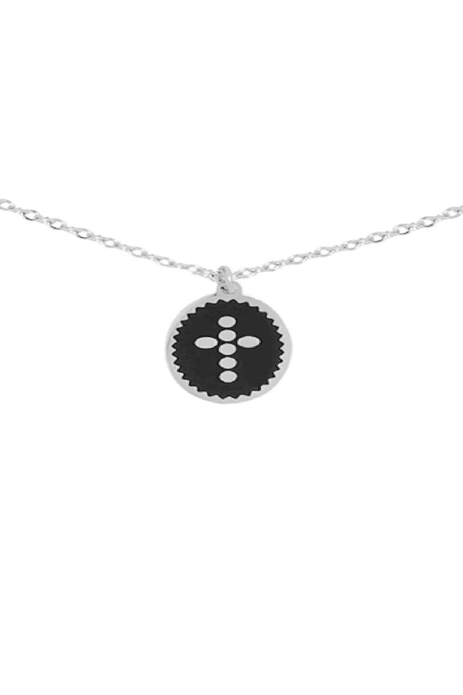 Necklace Dots Cross Negro &amp; Plata Acero inoxidable Imagen2